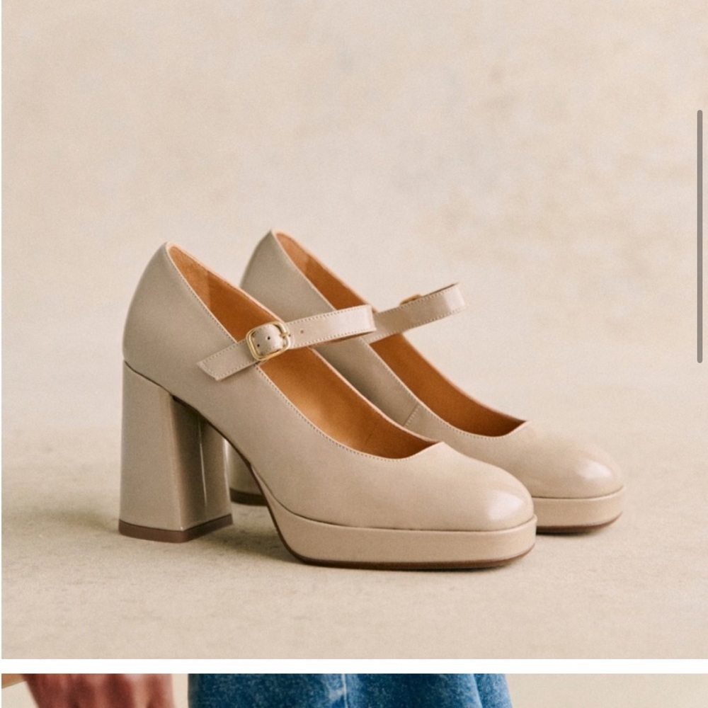 Elegant Sezane Georgia Beige Mary Jane Heels